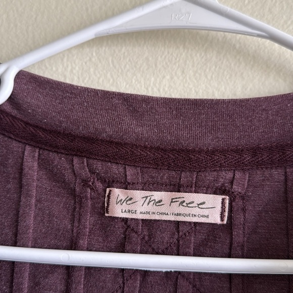 Free People We The Free In The Mix Henley Burgundy Long Sleeve Ribbed Top - Picture 6 of 10